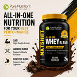 Pure Nutrition Whey Protein Chocolate 2kg Jar | High Protein Supplement for Muscle Support
