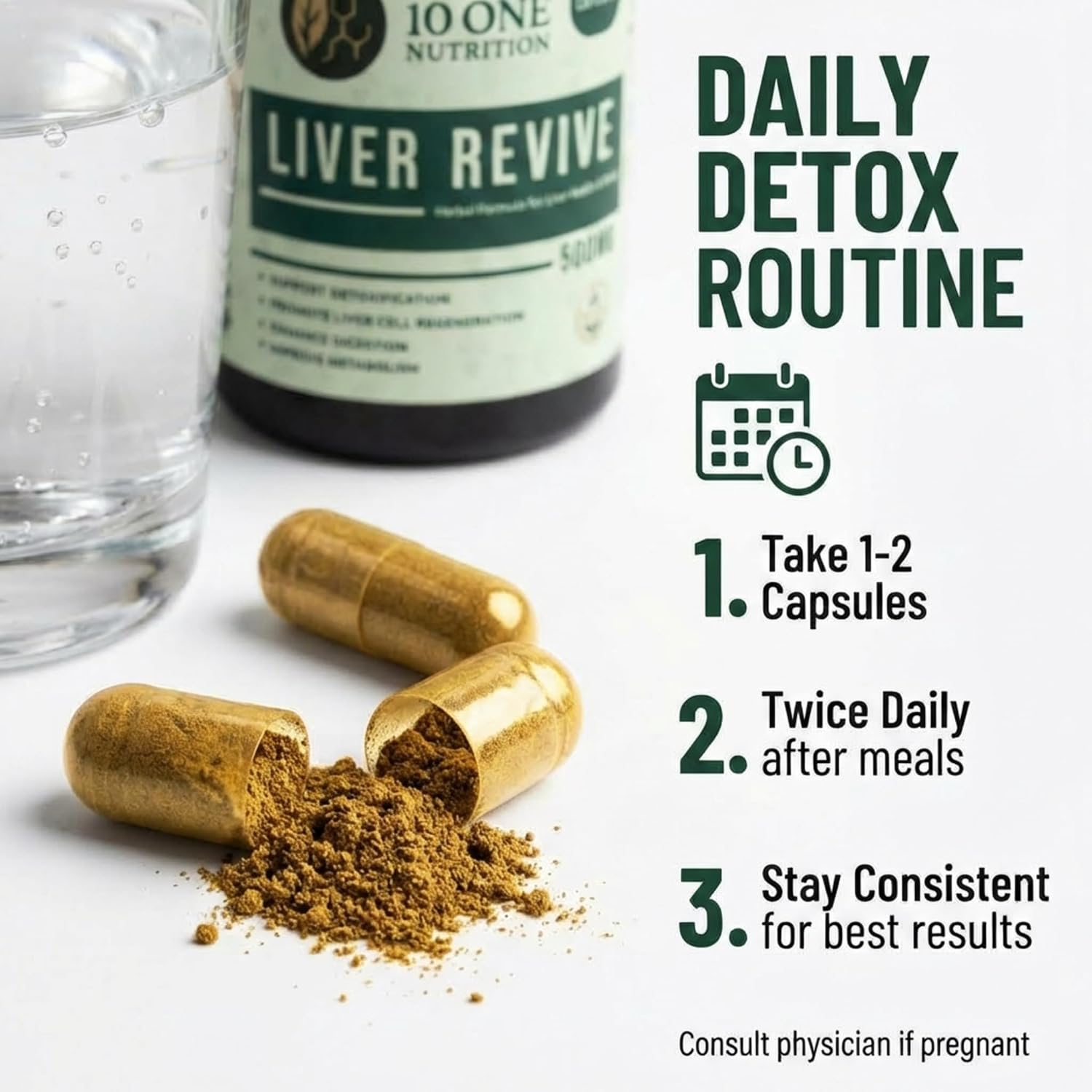 10 One Nutrition Liver Revive Detox 500mg (60 Veg Capsules) | Natural Liver Care, Fatty Liver Support & Digestive Enzyme Support