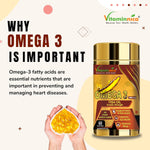Vitaminnica Salmon Omega 3 Fish Oil Softgels Fatty Acids Great For Eyes, Skin, Heart, Joints & Brain Health || Double Strength (EPA & DHA) 60 Softgels for Men and Women