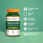 Pure Nutrition Selenium Capsules - 40mcg for Immune System, Supports Healthy Blood Pressure, Thyroid Health & Improves Cholesterol Levels - 60 Veg Capsules