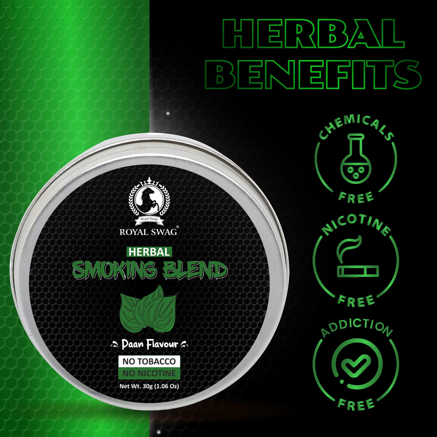 Royal Swag Herbal Smoking Mixture Paan Flavour - Tobacco Free (30g / 1.0 oz Pouch)