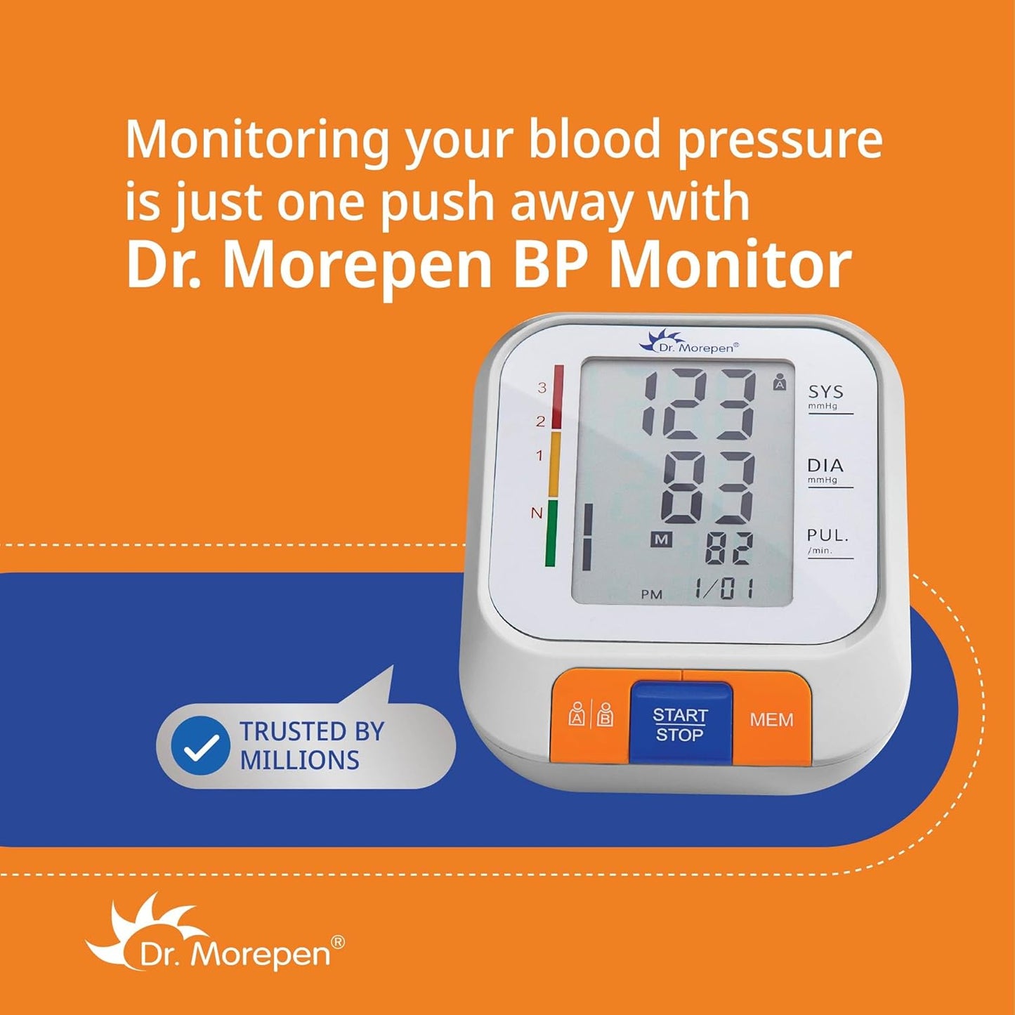 Dr. Morepen Arm Blood Pressure Monitor Model Bp 14, Multicolor