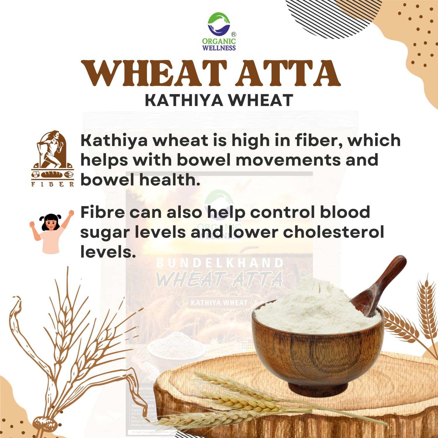 Organic Wellness Kathiya Wheat Atta 5 KG Pack