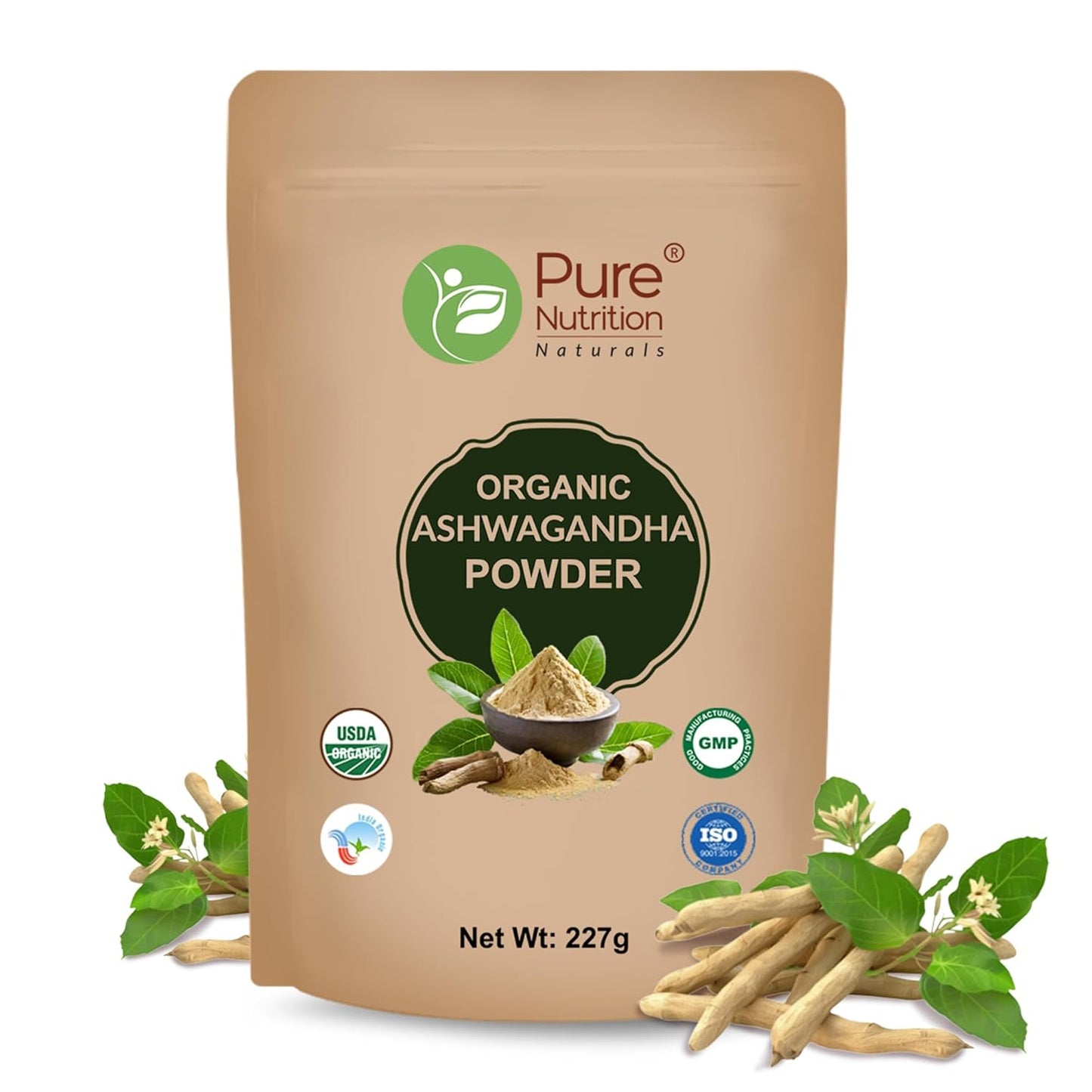 Pure Nutrition Organic Ashwagandha Powder - 227g | 100% Pure and Natural | Supports Stress Relief, Vitality, and Overall Wellness