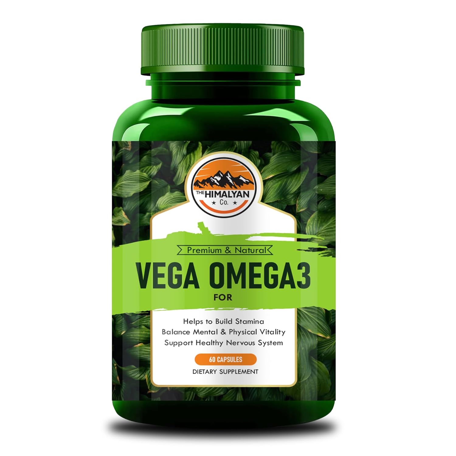 THE HIMALYAN CO Vega Omega 3 Capsules vegetarian DHA Supplement - DHA Fatty Acids - Fishless, Cruelty-Free, Burpless, Tasteless - Plant Based Pack Of 60 Capsules