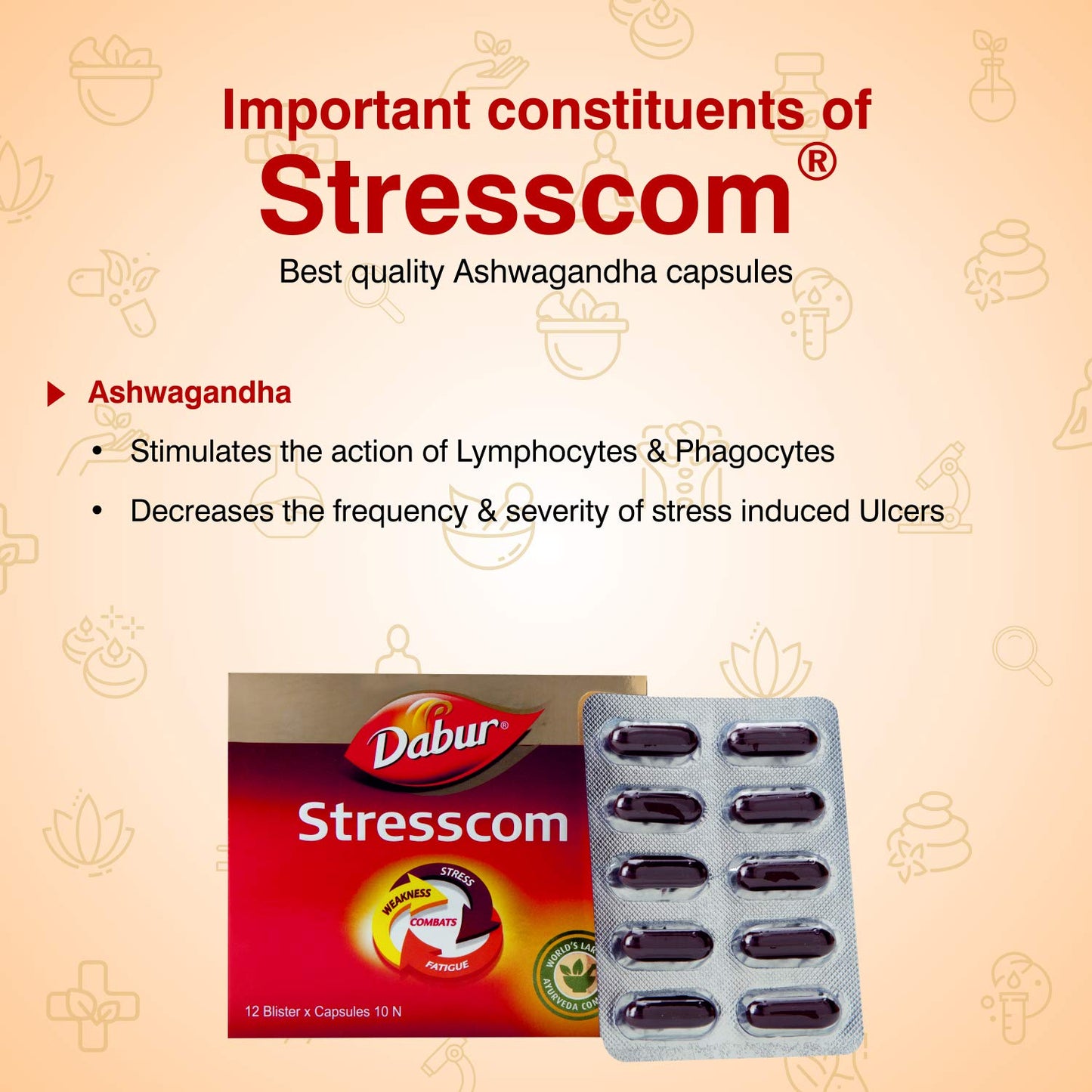 Dabur Stresscom Ashwagandha Capsule | Manages Fatigue, Weakness & Stress