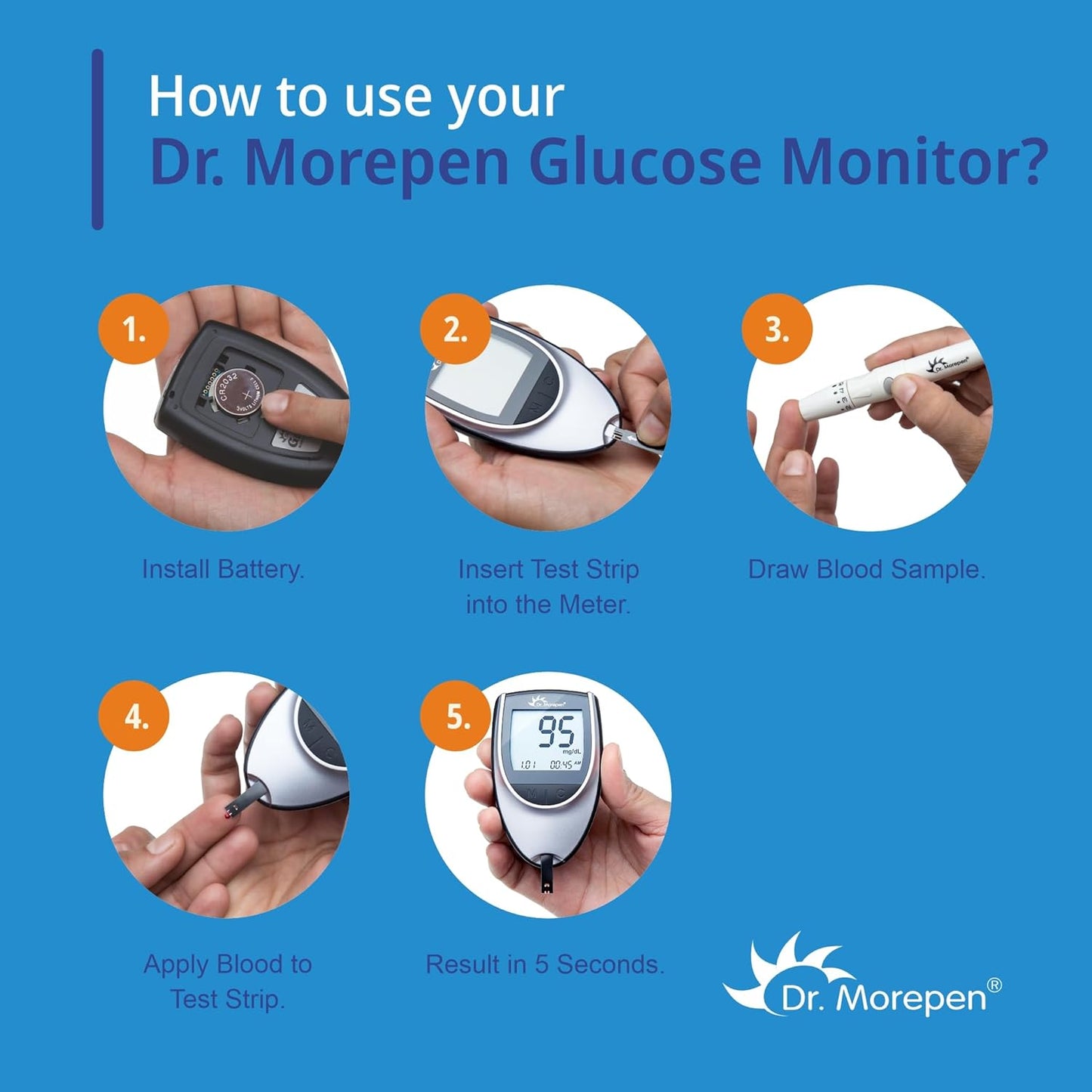 Dr. Morepen Gluco One Monitoring System with Bg 03 Glucometer Test Strips Box Of 50