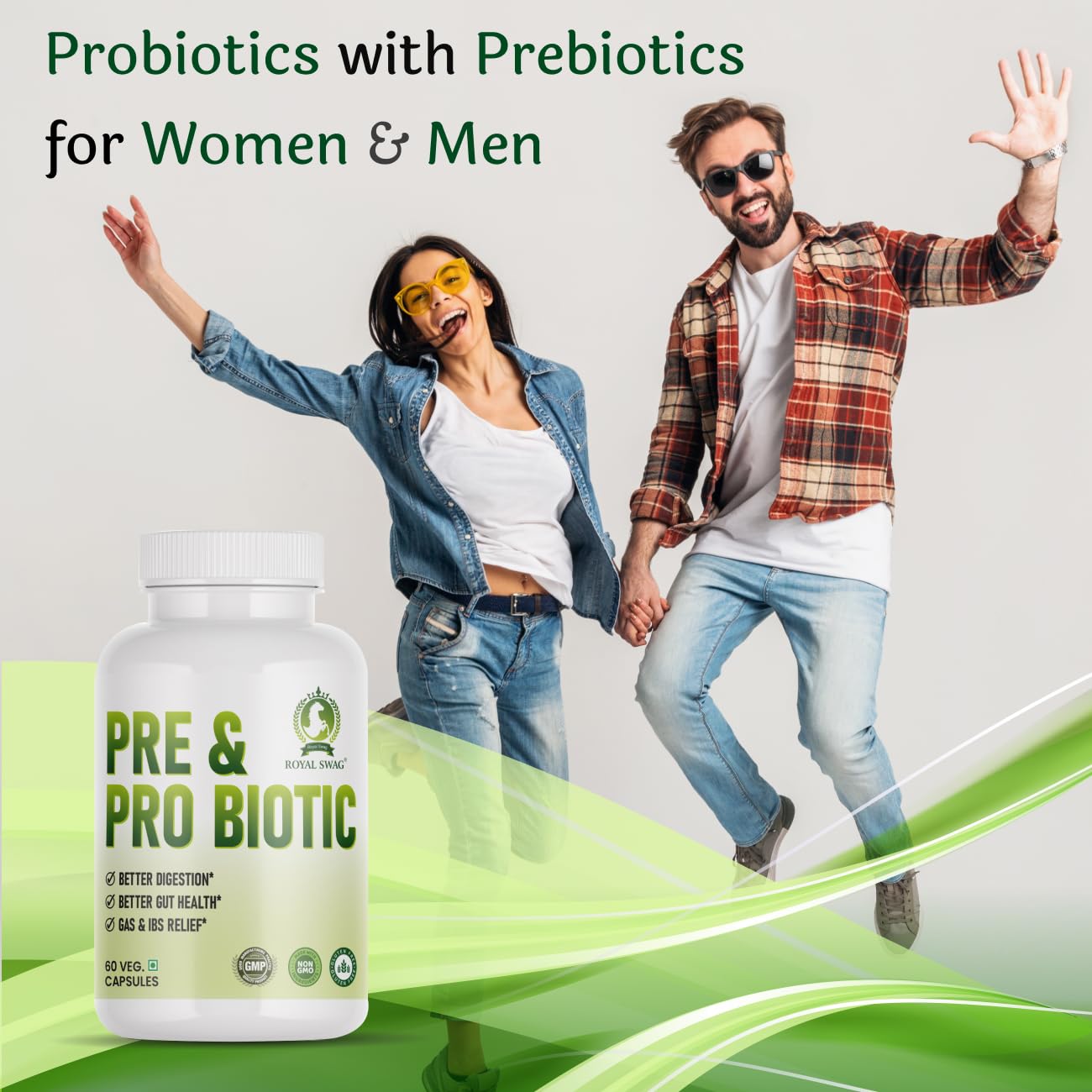 Royal Swag Pre and Probiotic Capsules - Gut Health & Digestive Support (60 Count)