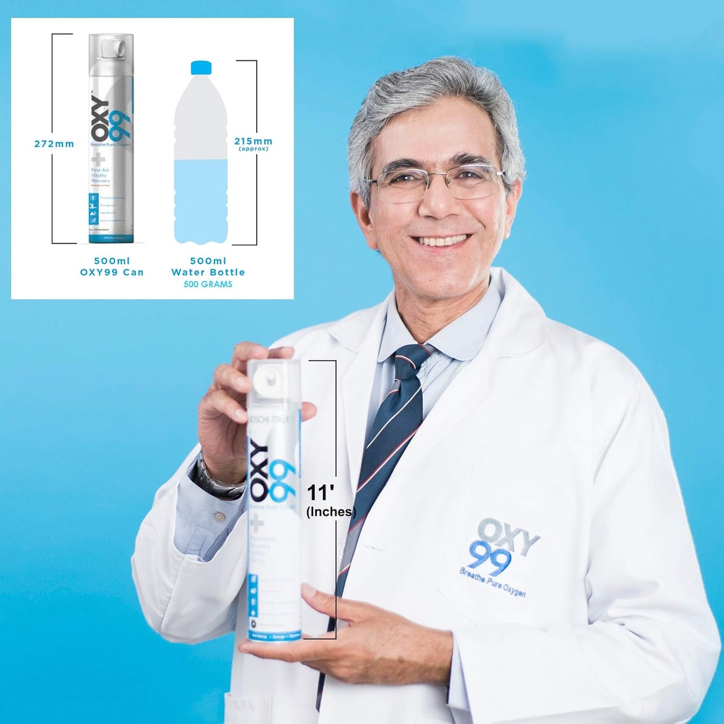 Oxy99 Portable Oxygen Can (6ltr Each) with 1 Mask - Pack of 2