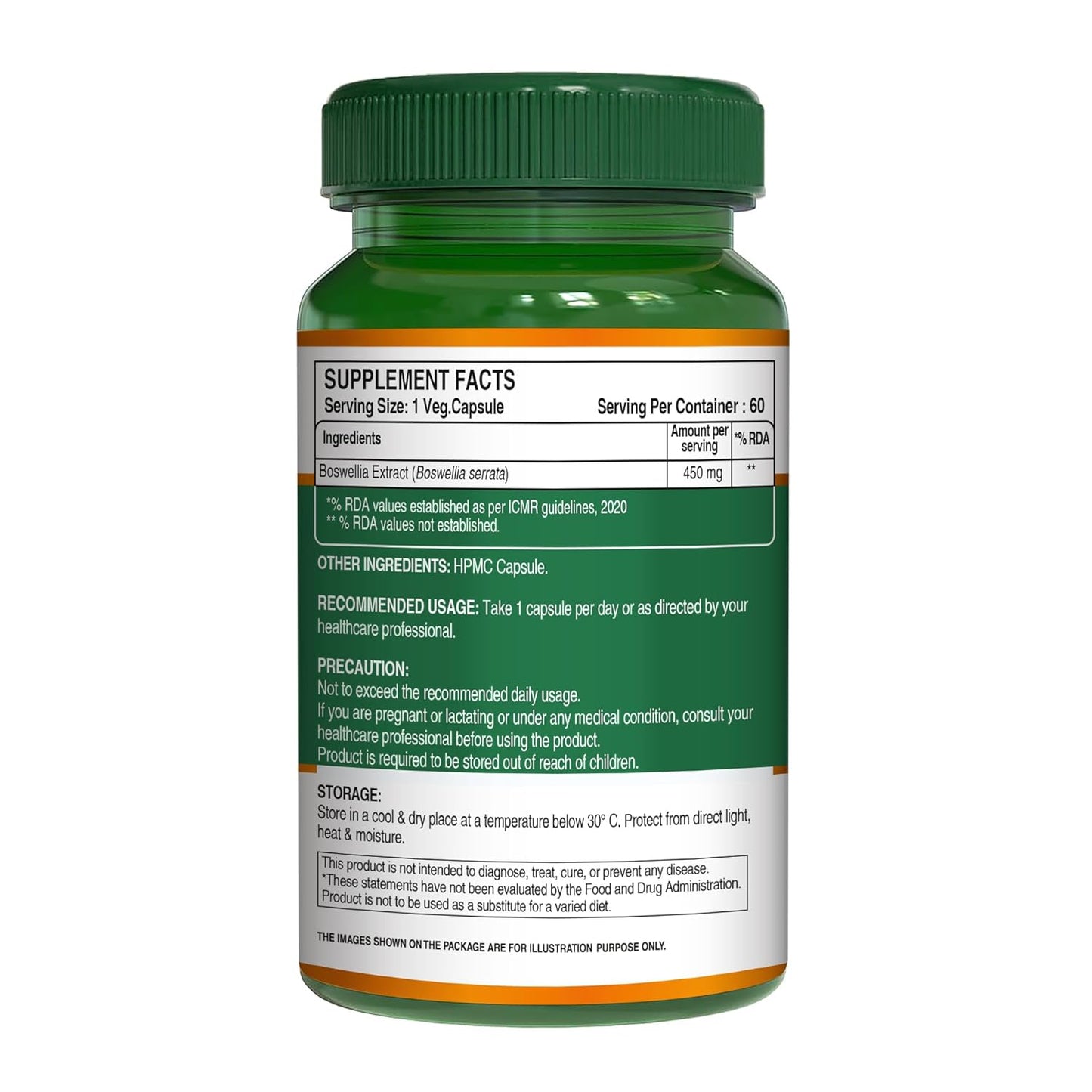 Pure Nutrition Boswellia Serrata Capsules - 450mg –  60 Veg Capsules - Supports Joint & Bone Health, Reduces Inflammation & Stiffness | Boosts Immunity & Skin Health | Natural Ayurvedic Herb for Mobility & Flexibility | For Men & Women
