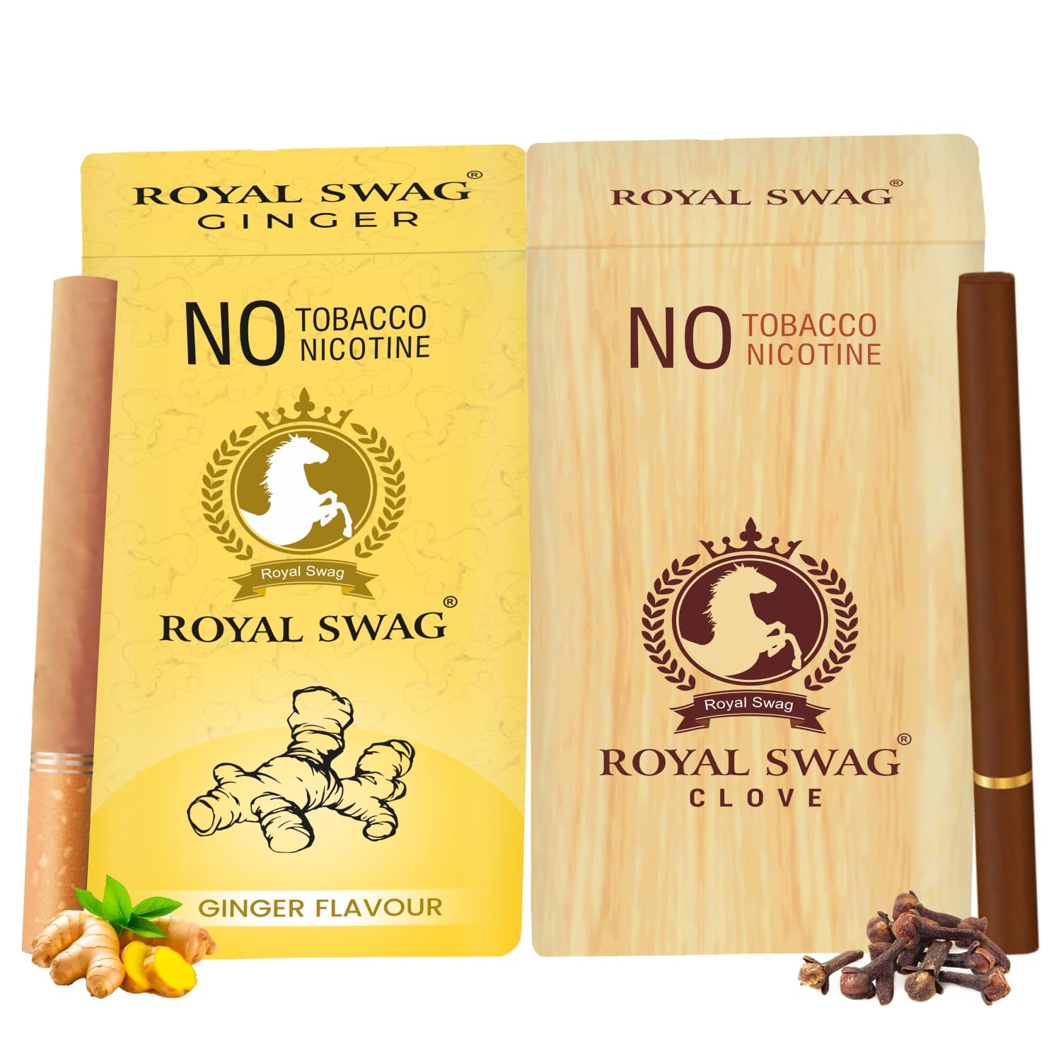 Royal Swag Herbal Cigarettes Ginger & Clove - Tobacco & Nicotine Free (Pack of 20)