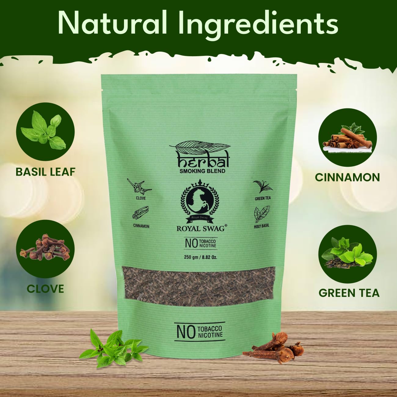 Royal Swag Herbal Smoking Mixture Cinnamon & Clove - Tobacco Free (250g / 8.8 oz)