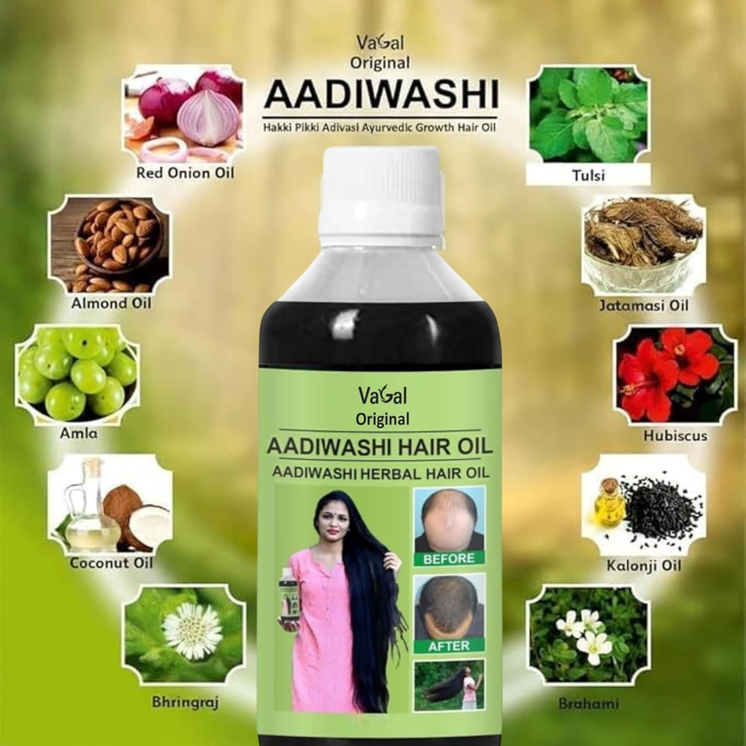 Original AADIWASHI Herbal Hair Oil - Advanced Nourishing Formula for Healthy Scalp, 125ml