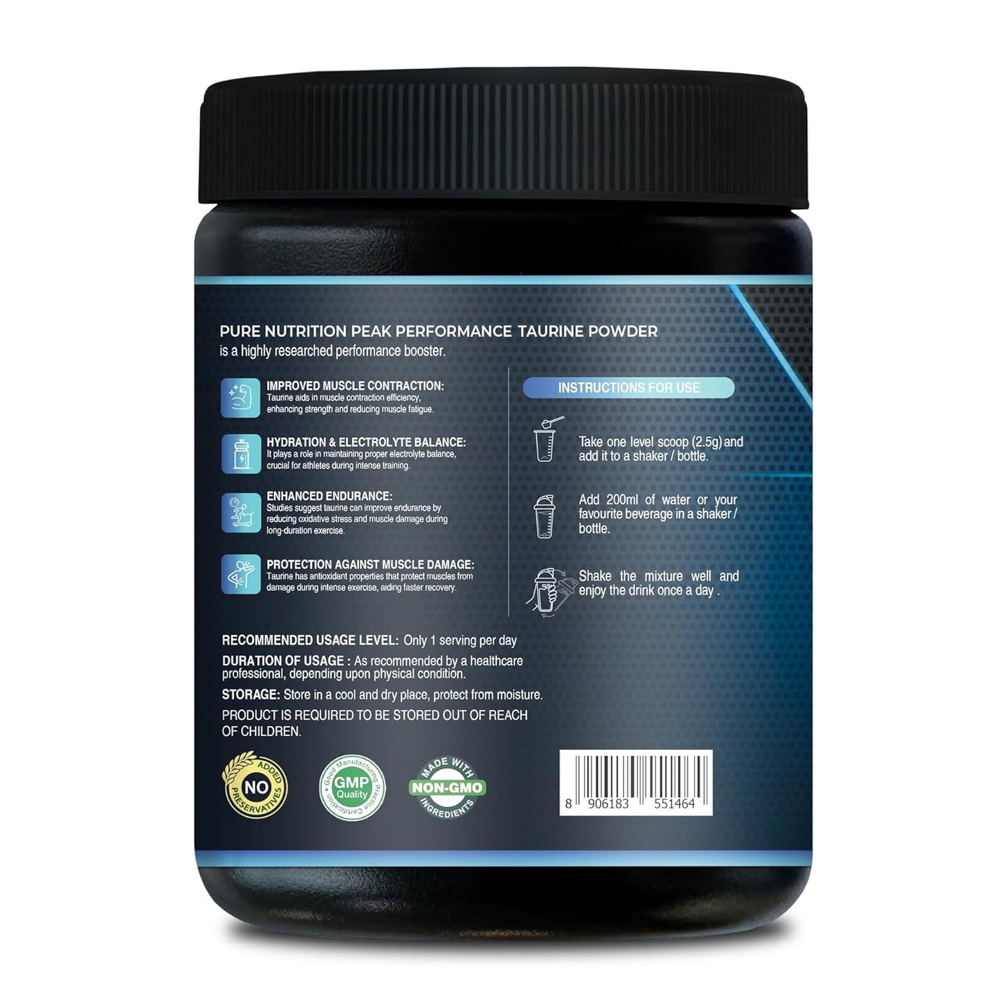 Pure Nutrition L-Taurine Powder 200g | Premium Amino Acid Supplement | Boosts Muscle Recovery & Performance | Supports Energy, Heart Health, & Overall Wellness | Ideal for Fitness, Stamina, & Active Lifestyle