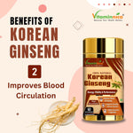 Vitaminnica Korean Panax Ginseng Extract - Natural Stamina & Energy Support, 60 Veg Capsules
