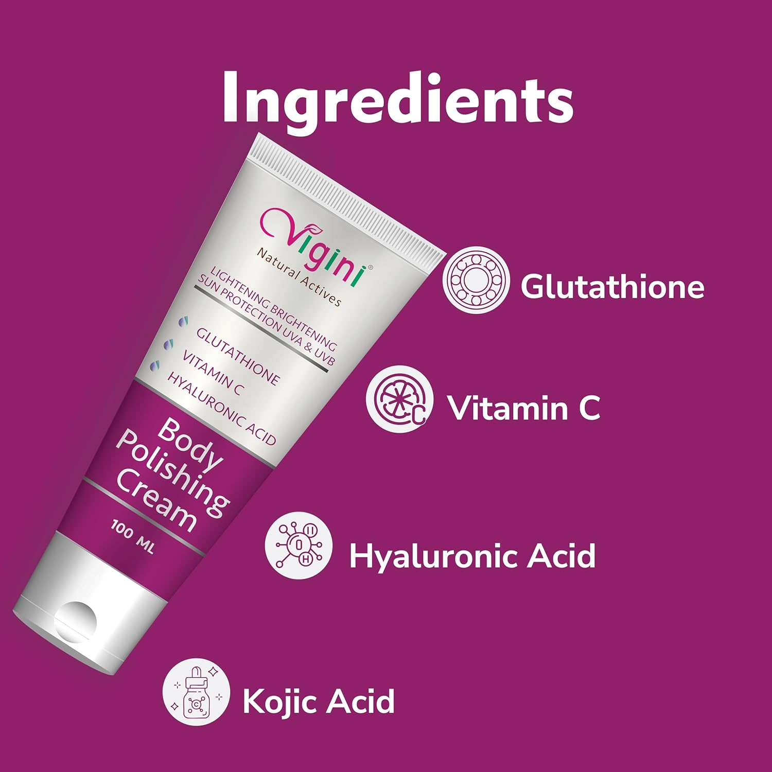 Vigini Natural Actives Skin Lightening Brightening Body Whitening Polishing Cream