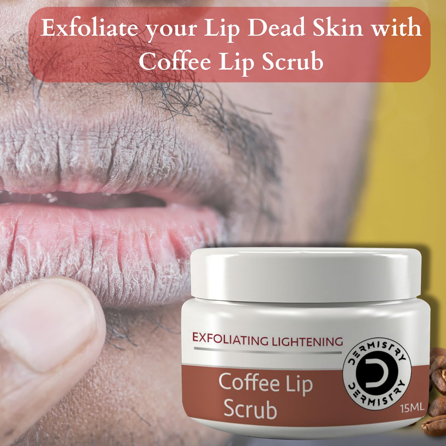 Dermistry Coffee Lip Scrub for Pigmentation Lightening Dark Lips - 15ml