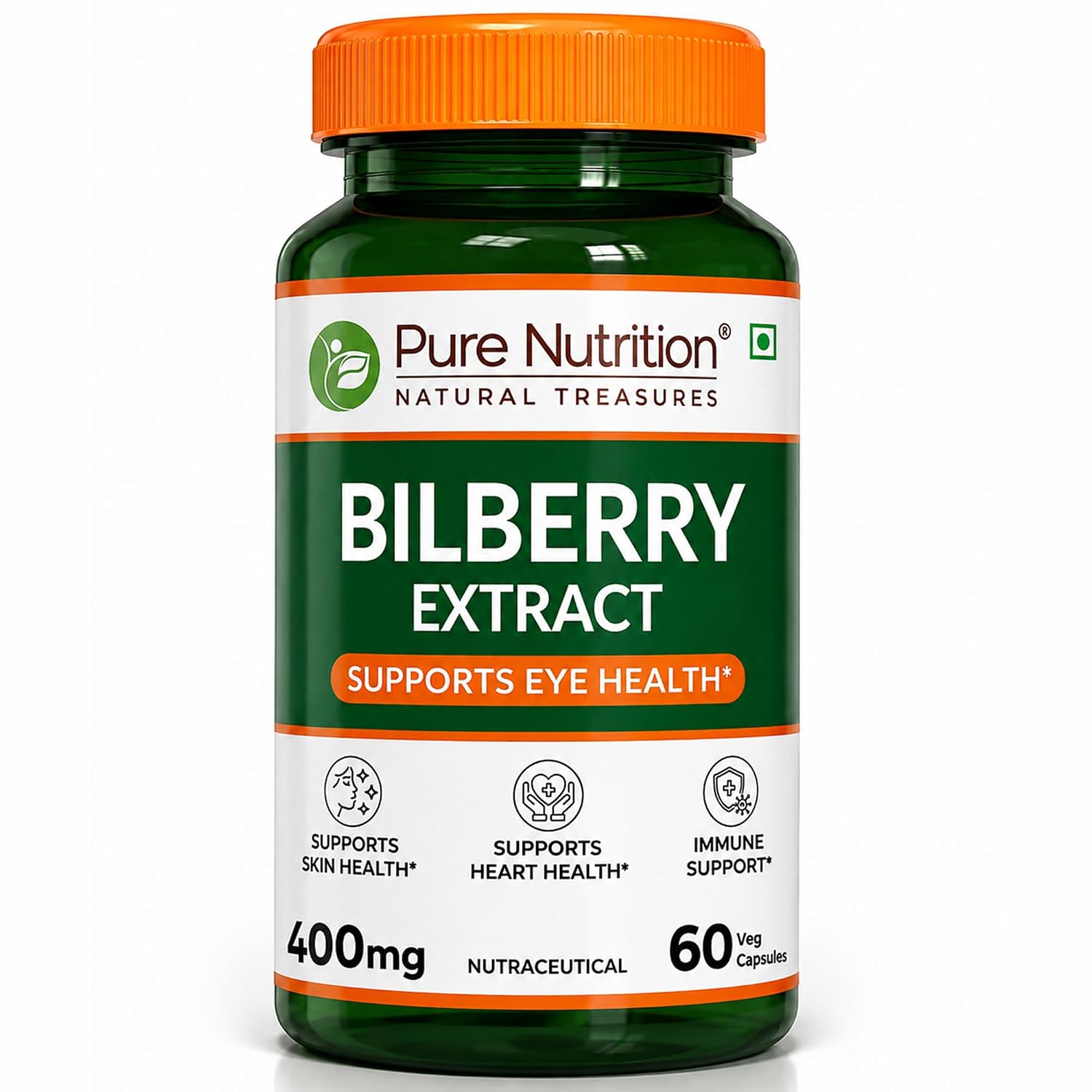 Pure Nutrition Bilberry Extract 400mg, 60 Capsules | Antioxidant & Eye Health Support Supplement