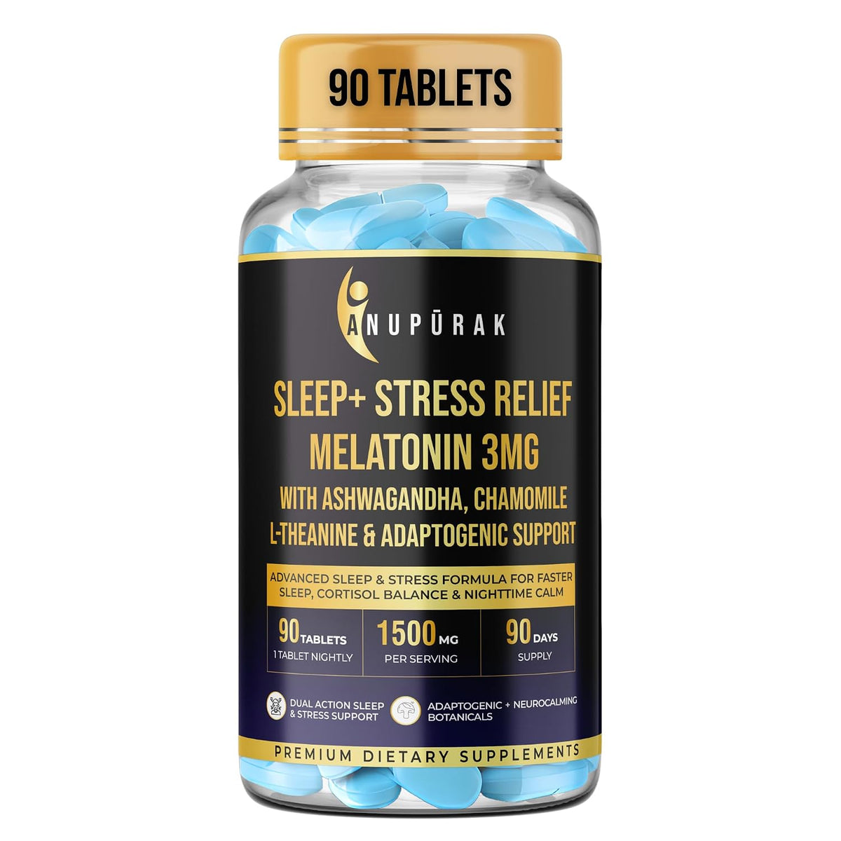 Anupurak Sleep + Stress Relief Melatonin 3mg Tablet (90 Each)