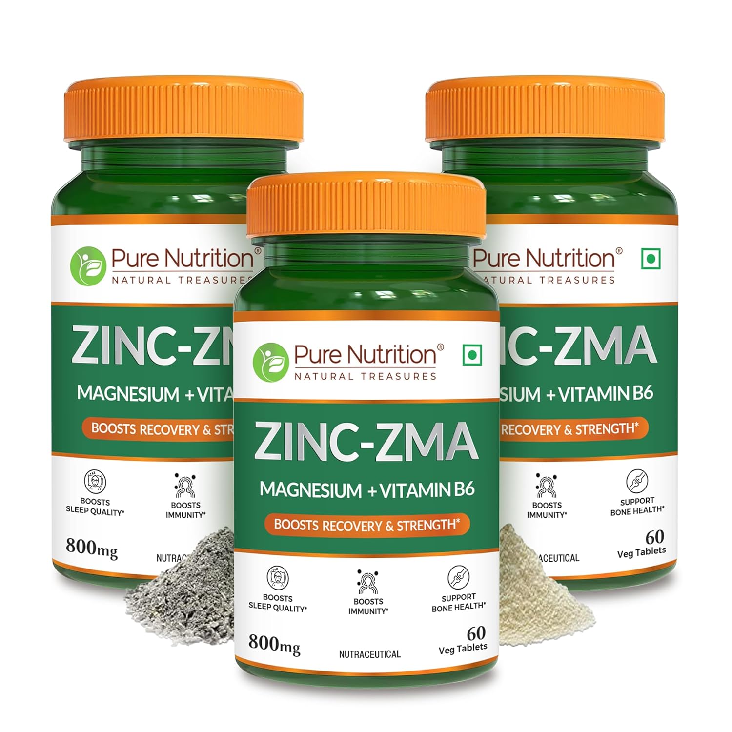 Pure Nutrition Zinc-ZMA with Magnesium & Vitamin B6 for Immunity, Bones & Muscles | Veg Tablet