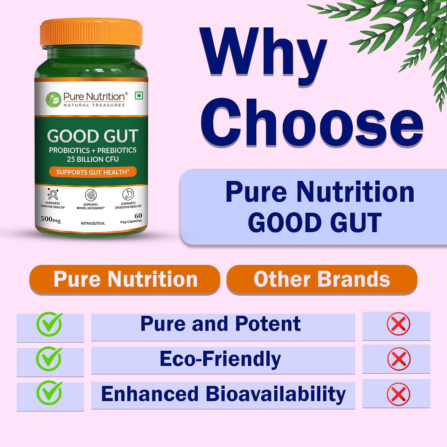 Pure Nutrition Good Gut 60 Capsules | Digestive Health & Gut Wellness Support Supplement