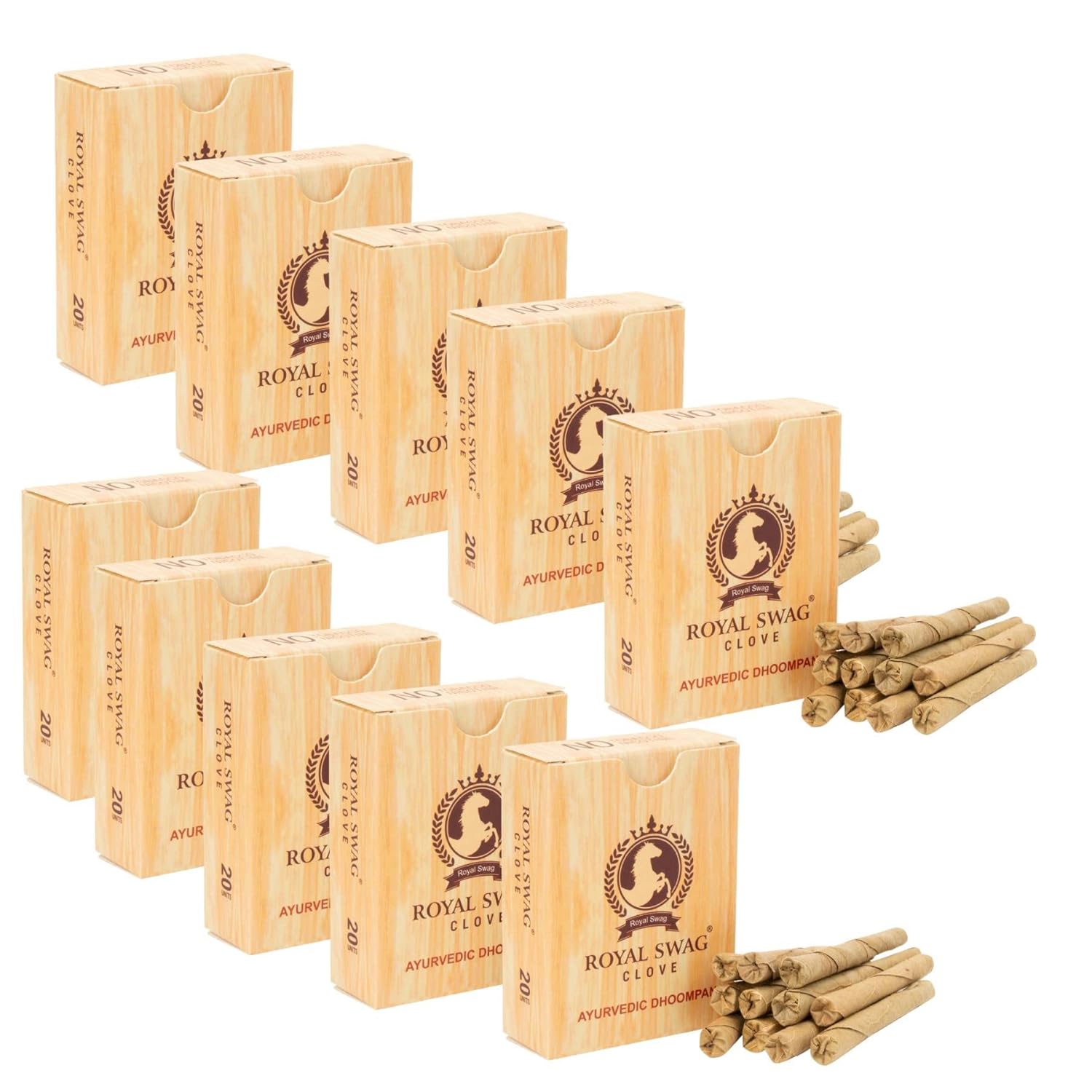 Royal Swag Herbal Bidis - Tobacco & Nicotine Free (Pack of 200 Sticks)