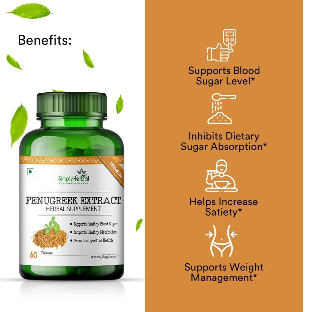 Simply Herbal Fenugreek Extract Vegetarian Capsules - 60 Veg Capsules