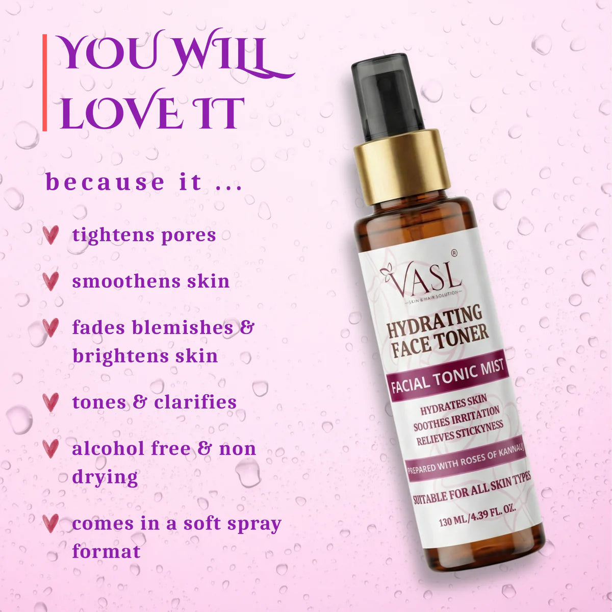 Vasl Hydrating Face Toner - Deep Moisturizing & Pore Refining Skin Liquid