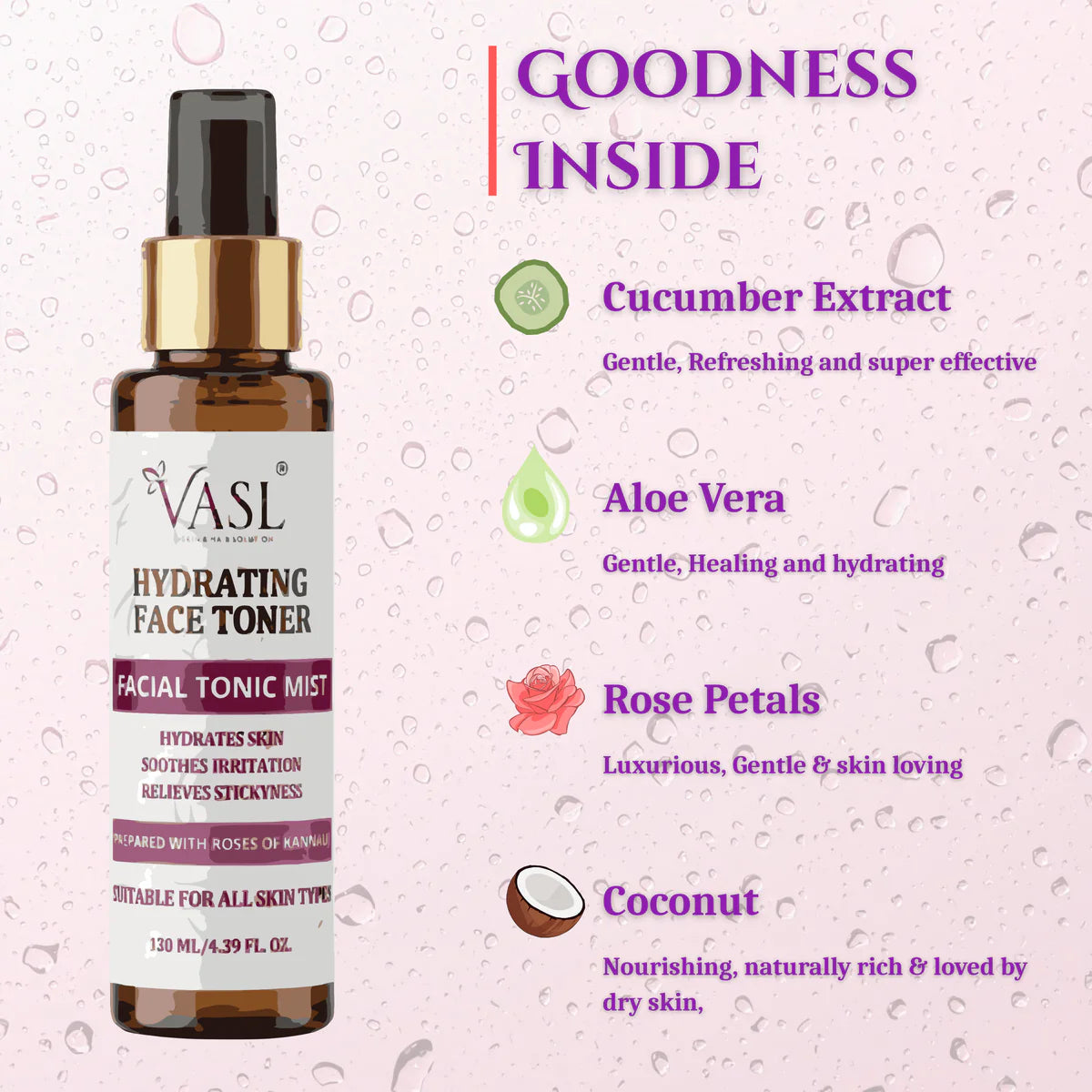 Vasl Hydrating Face Toner - Deep Moisturizing & Pore Refining Skin Liquid