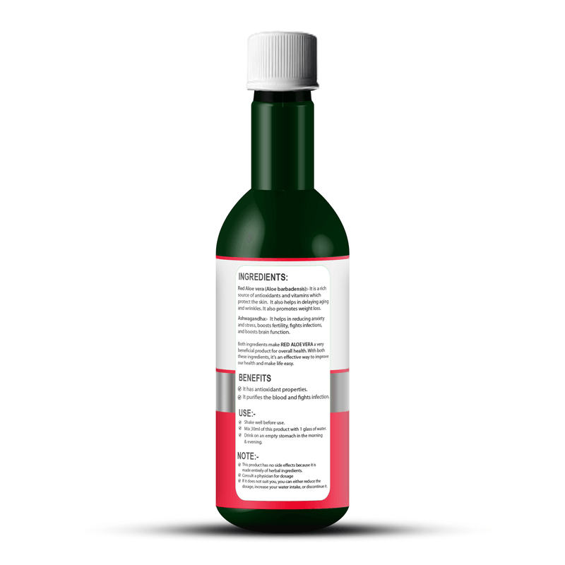 Zenius Red Aloe Vera Juice - for Skin Health, Digestion, and Overall Wellness - 500ml Juices