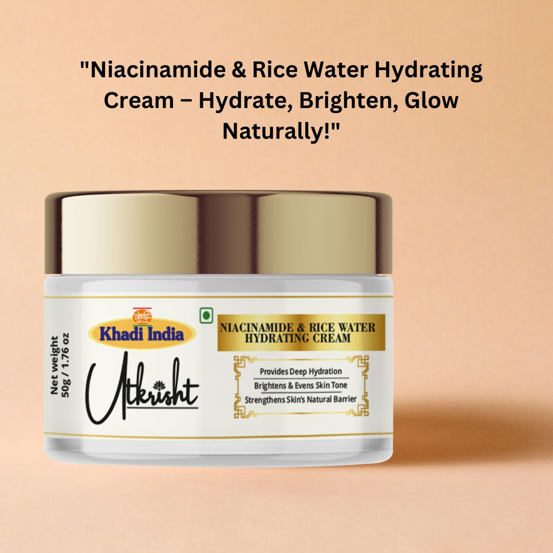 Khadi Essentials Niacinamide & Ceramide Hydrating Face Cream (50g) | For Skin Brightening, Barrier Repair & Fine Lines