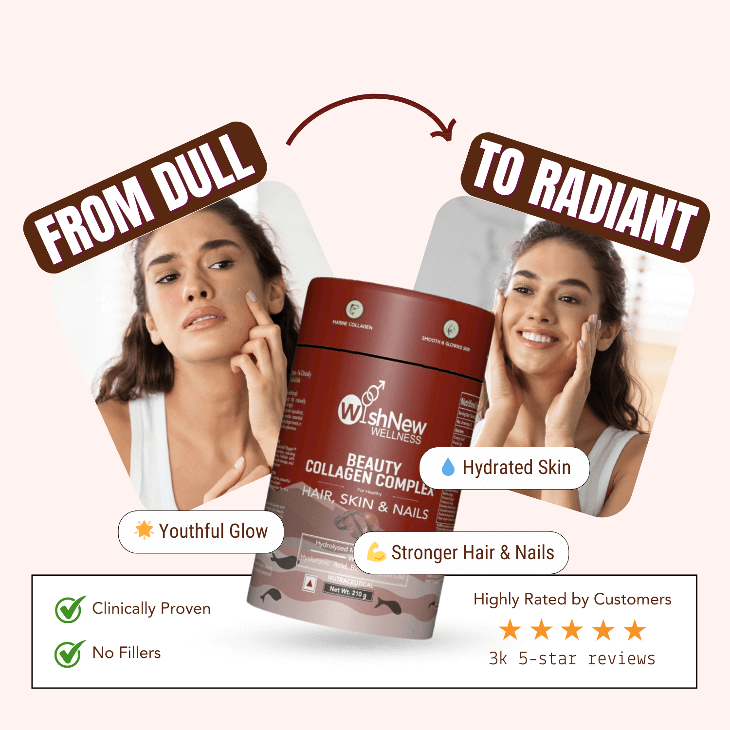 Wishnew Wellness Beauty Collagen Complex Sachet - Coffee - (10gm Each)