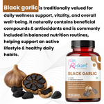 Raskam Natural Black Garlic Capsules Superfood Immunity Booster - Heart & Weight Management - Detox Antioxidant Supplement (60 Veg Capsules)