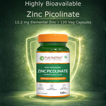 Pure Nutrition Zinc Picolinate | Zinc Supplements for Men & Women | Highly Bioavailable Elemental Zinc 13.2mg | Supports Immune Health, Skin, Hormonal Balance & Metabolism | Daily Zinc Supplement 120 Veg Capsules