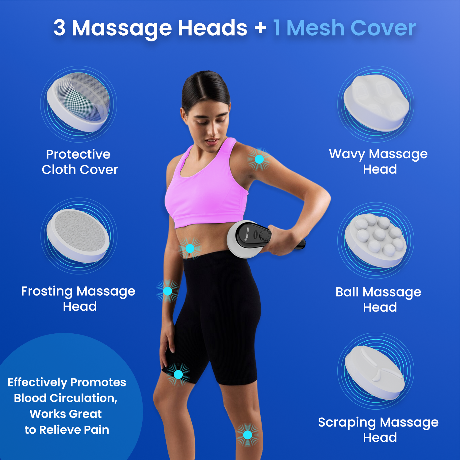 Medtech Manipol Electric Body Massager 4 Heads Adjustable Speed Corded MPV1-AL Massager (Black)