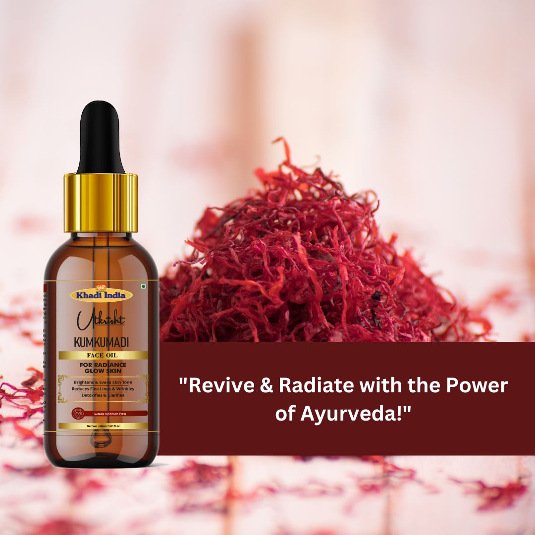 Khadi Kumkumadi Face Oil | Ayurvedic Kumkumadi Tailam with Saffron | Face Oil for Glowing & Radiant-Looking Skin | Dark Spot, Pigmentation & Fine Line Care | All Skin Types | 30 ml