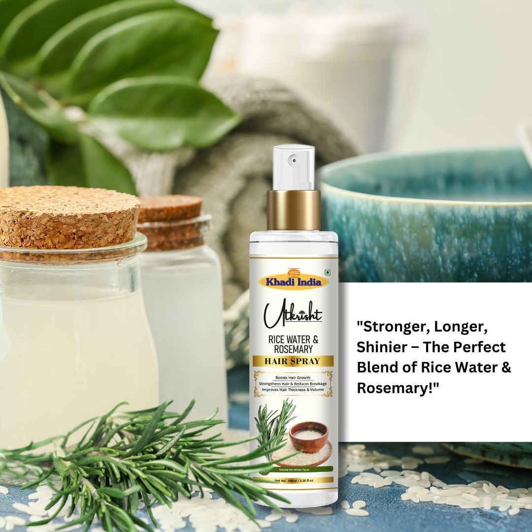 Utkrisht Khadi Pure Rice Water & Rosemary Hair Spray | Strengthening Scalp Tonic for Hair Growth & Hair Fall Control