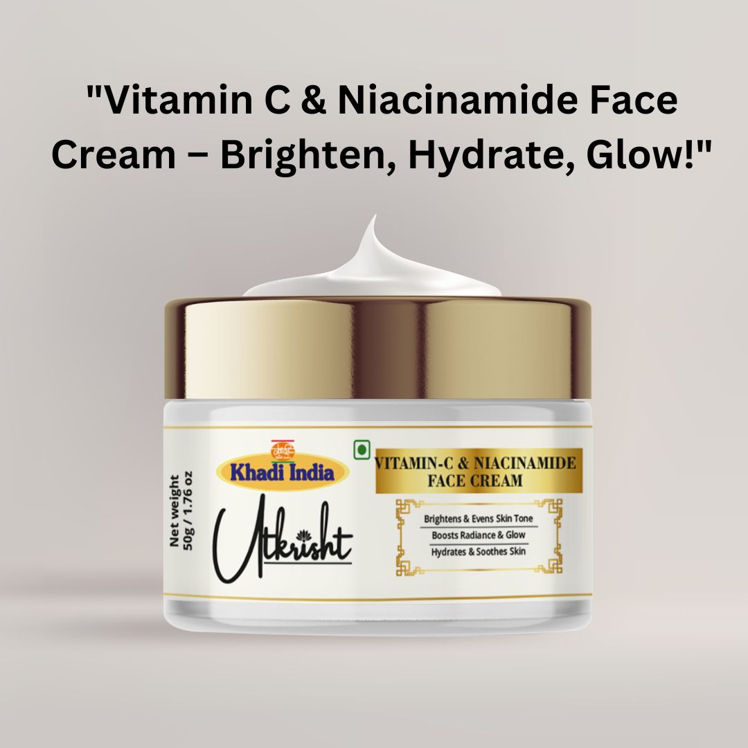 Khadi Essentials Vitamin C & Niacinamide Radiance Face Cream (50g) | For Glowing Skin, Dark Spots & Smooth Tone