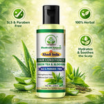 Bhudevam Naturals Khadi Green Tea Aloe Vera Hair Conditioner – Sulphate & Paraben Free Frizz Control Formula-210ML