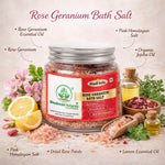 Bhudevam Naturals Khadi Rose Geranium Bath Salts for Relaxation – Natural Aromatherapy Soaking Salts with Essential Oils for Stress Relief & Skin Care- 200GM