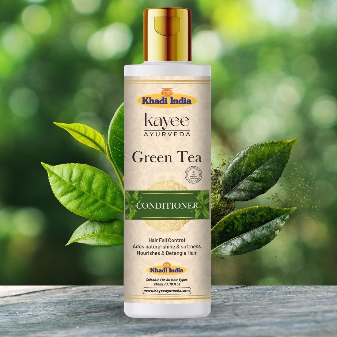 Kayee Ayurveda Green Tea Conditioner for Dry & Frizzy Hair | Herbal Hair Conditioner with Green Tea for Deep Conditioning, Hair Nourishment, Softness, Smoothness, Detangling & Healthy-Looking Shine | 210 ml