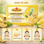 Bhudevam Naturals Khadi 100% Natural Lemon Bath Soap – Skin Brightening & Oil Control Soap, Herbal Formula, Safe for Daily Use- 500GM (Pack of 4)