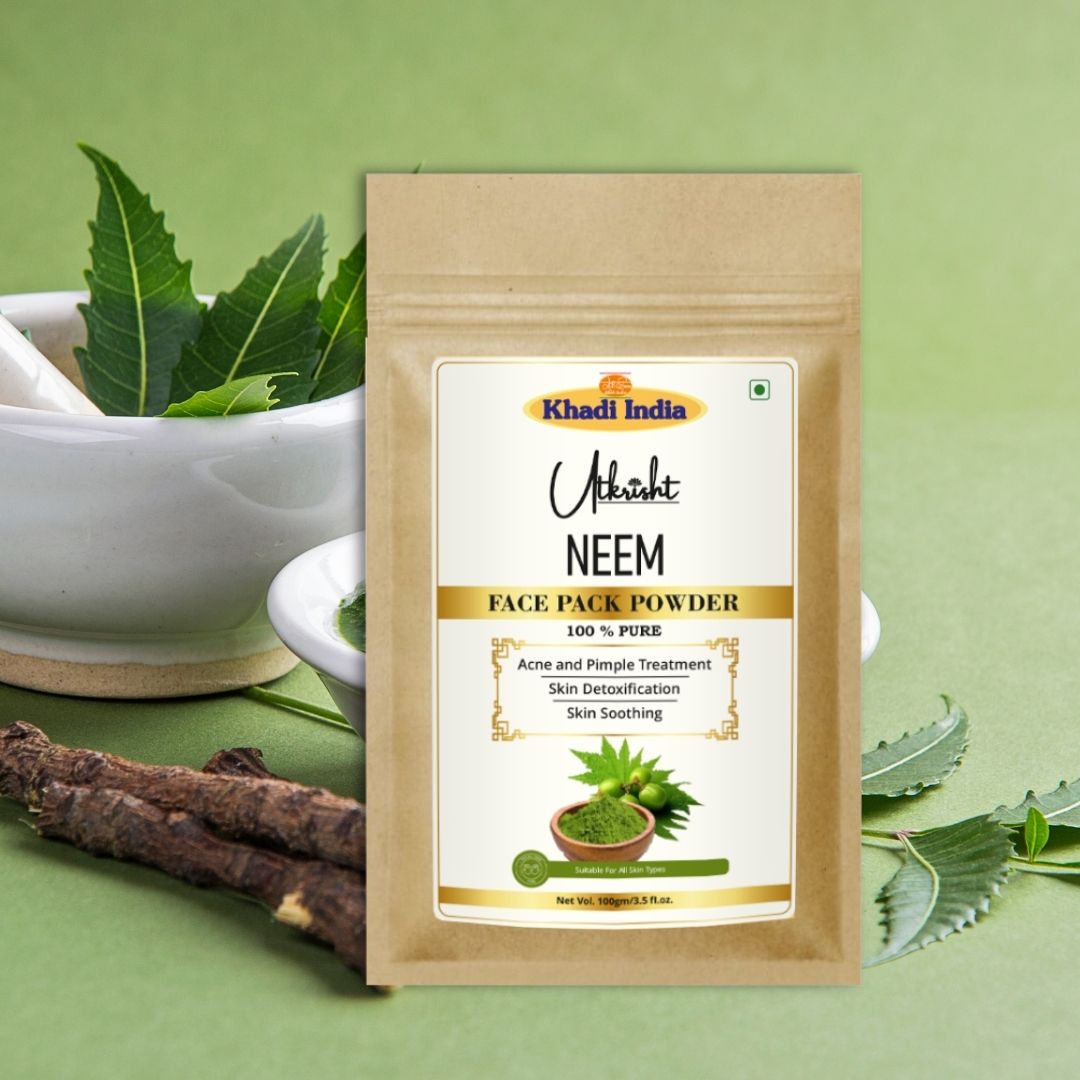 Khadi Neem Powder for Face & Hair | 100% Natural & Pure Neem Leaf Powder | Helps Control Acne, Pimples & Dandruff | Skin Purifying & Scalp Cleansing | For All Skin Types
