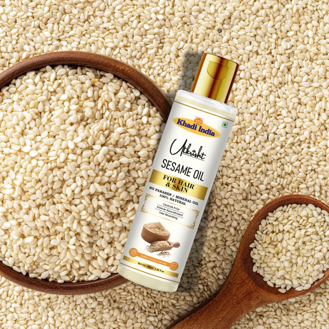 Utkrisht Khadi Pure Sesame Oil | For Hair Growth, Hair Fall Control, Scalp Nourishment & Deep Skin Moisturization