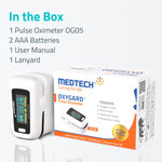 Medtech OG05 - Fingertip Pulse Oximeter | Blood Oxygen Saturation and Heart Rate Monitor | SpO2 Oxygen Meter | Finger Pulse oximeter | 4 Parameters - Perfusion Index, Respiratory Rate, Oxygen Level and Pulse Rate
