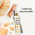 Khadi SPF 60 Sunscreen Lotion | Broad Spectrum UVA & UVB Sun Protection | Herbal Sunblock for Face & Body | Helps Protect Skin from Sun Tan & UV Damage | 100 ml