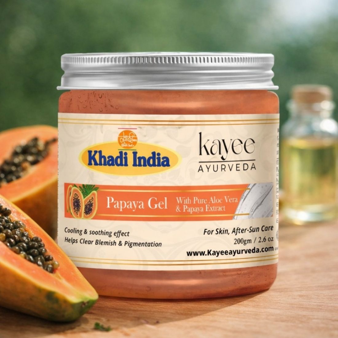 Kayee Ayurveda Papaya Hydrating Gel for Face & Body | Herbal Moisturizing Skincare Gel with Papaya | Helps Refresh, Hydrate & Soften Dry-Looking Skin | Lightweight Non-Sticky Gel for Everyday Personal Care Routine | 200 g