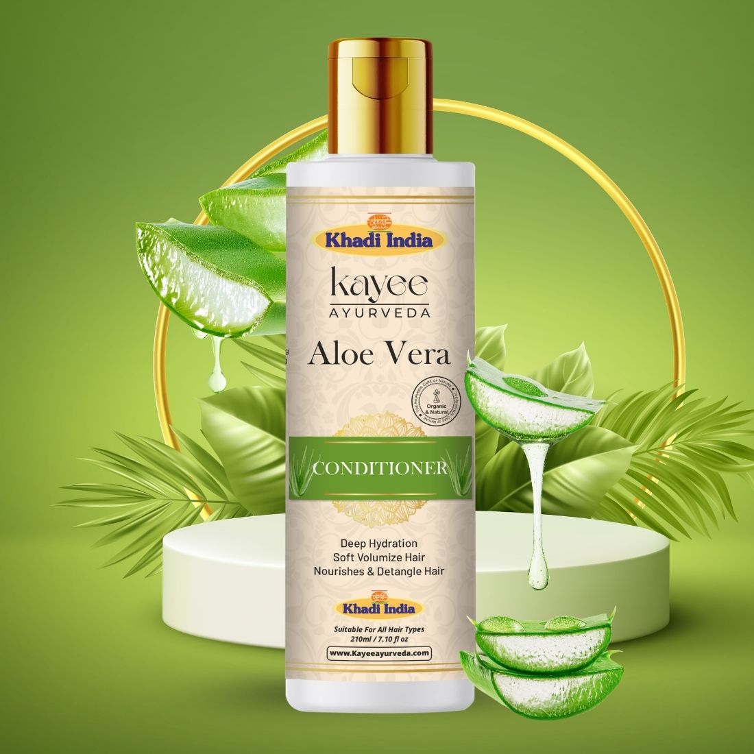Kayee Ayurveda Aloe Vera Conditioner for Dry & Frizzy Hair | Herbal Hair Conditioner with Aloe Vera for Deep Conditioning, Hair Moisturization, Softness, Smoothness, Detangling & Healthy-Looking Shine | 210 ml