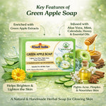 Bhudevam Naturals Khadi Green Apple Handmade Bath Soap with Refreshing Fruity Fragrance for Soft & Glowing Skin- 500GM (Pack of 4)