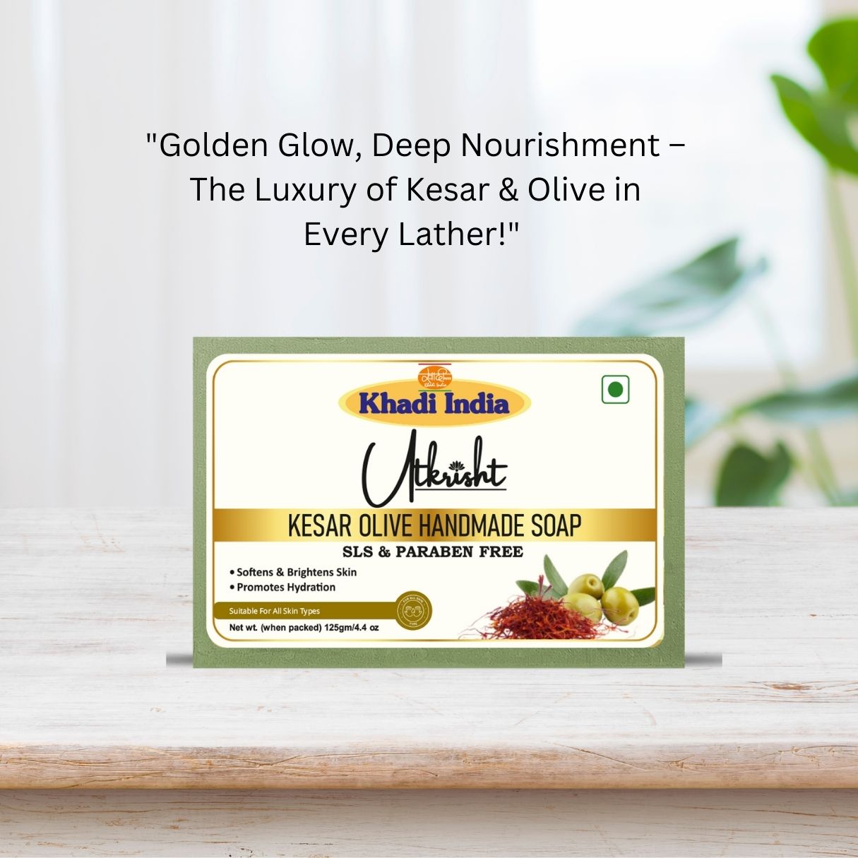 Utkrisht Khadi Natural Kesar & Olive Oil Soap (125g)